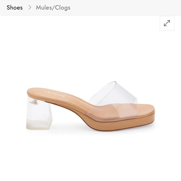 LARROUDE 
Jenn Lucite Vinyl Mules - Clear Tan - Picture 7 of 12
